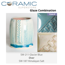 Glacier Blue SW-211 over Himalayan Salt SW-187 Stoneware Glaze Combination Glacier Blue SW-211 over Himalayan Salt SW-187 Stoneware Glaze Combination
